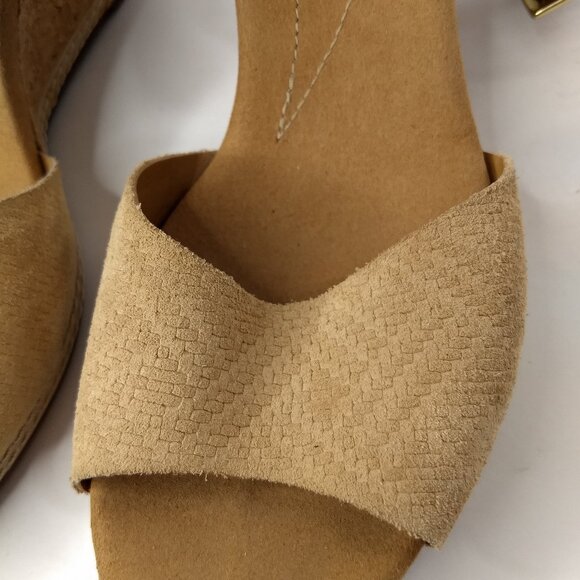 Clarks Soft Cushion Collection Textured Faux Leather Suede Open Toe Cork Size 7M - Picture 3 of 10